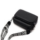 Crossbody Bag Faux Leather with Embroidered Strap and Zip Pockets