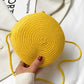 Round Straw Bag with Rope Shoulder Strap
