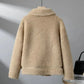Fleece Jacket Faux Shearling with Structured Collar and Patch Pockets
