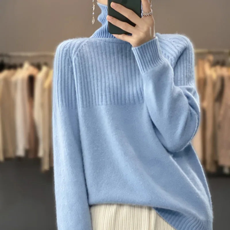Cashmere-Feel Ribbed Roll Neck Jumper
