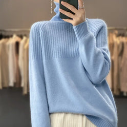 Cashmere-Feel Ribbed Roll Neck Jumper