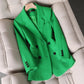 Blazer Polyester Plaid Shaped Fit with Notched Lapel