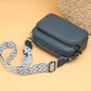 Crossbody Bag Faux Leather with Embroidered Strap and Zip Pockets