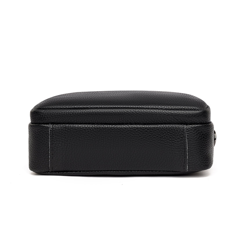 Crossbody Bag Faux Leather with Embroidered Strap and Zip Pockets