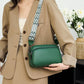 Crossbody Bag Faux Leather with Embroidered Strap and Zip Pockets