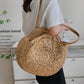 Tote Bag Straw with Faux Leather Finishes and Zip Closure