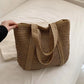 Tote Bag Straw with Zip Closure and Two Large Handles