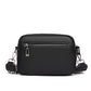 Crossbody Bag Faux Leather with Embroidered Strap and Zip Pockets