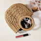 Straw Bag with Top Handles and Shoulder Strap