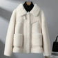 Fleece Jacket Faux Shearling with Structured Collar and Patch Pockets