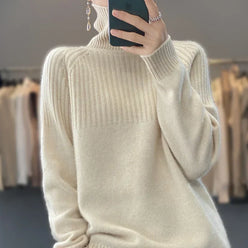 Cashmere-Feel Ribbed Roll Neck Jumper