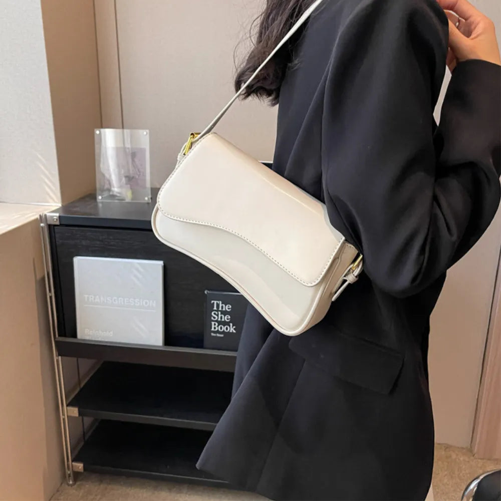 Crossbody Bag Faux Leather with Magnetic Flap and Detachable Strap