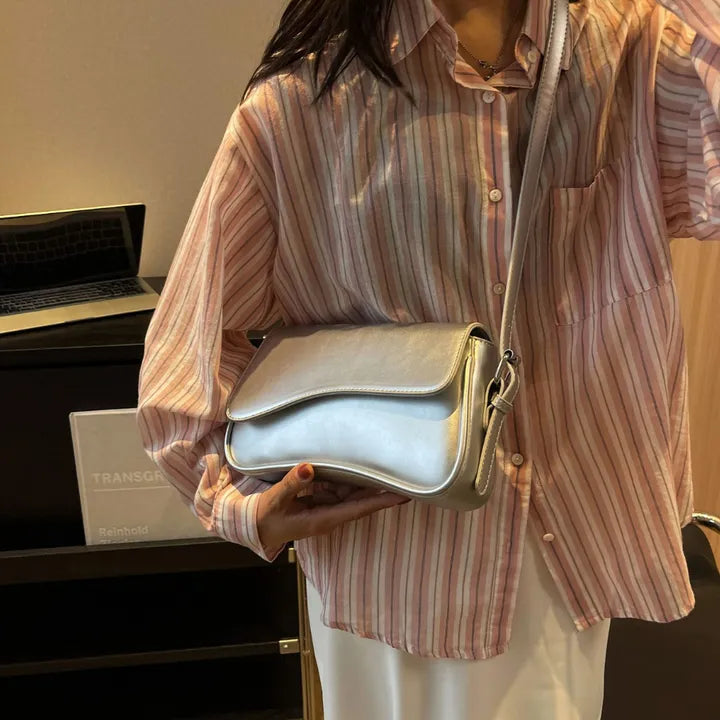 Crossbody Bag Faux Leather with Magnetic Flap and Detachable Strap