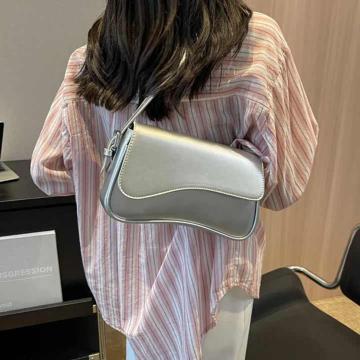 Crossbody Bag Faux Leather with Magnetic Flap and Detachable Strap