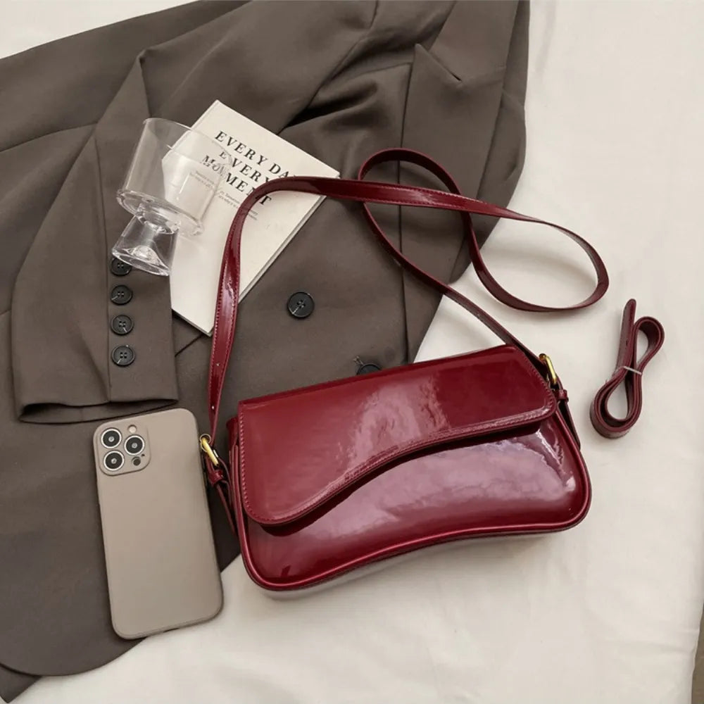 Crossbody Bag Faux Leather with Magnetic Flap and Detachable Strap
