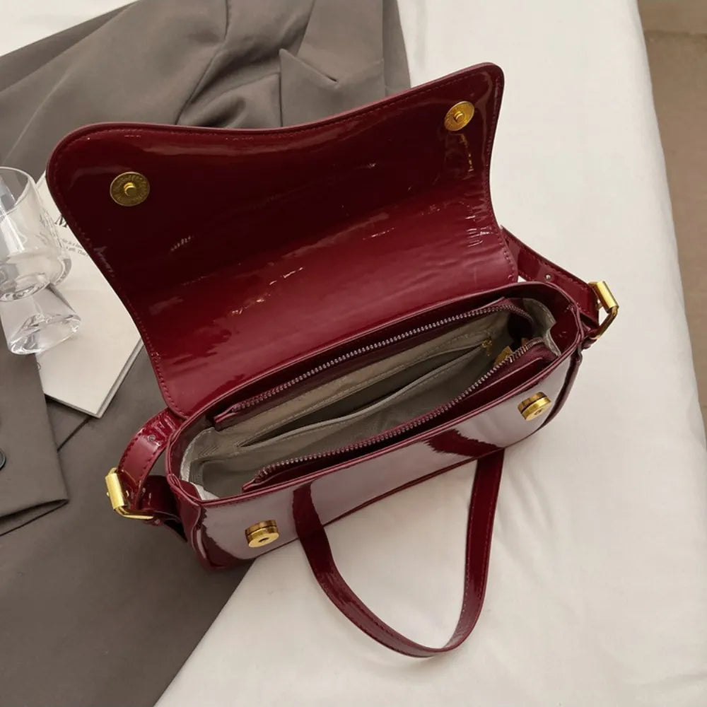 Crossbody Bag Faux Leather with Magnetic Flap and Detachable Strap