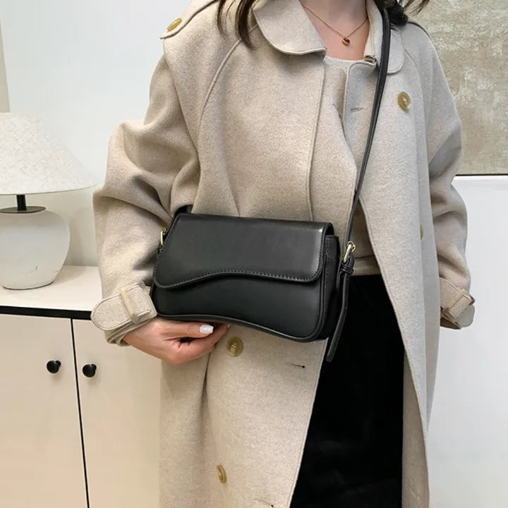 Crossbody Bag Faux Leather with Magnetic Flap and Detachable Strap