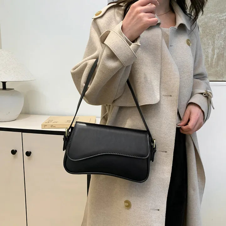 Crossbody Bag Faux Leather with Magnetic Flap and Detachable Strap