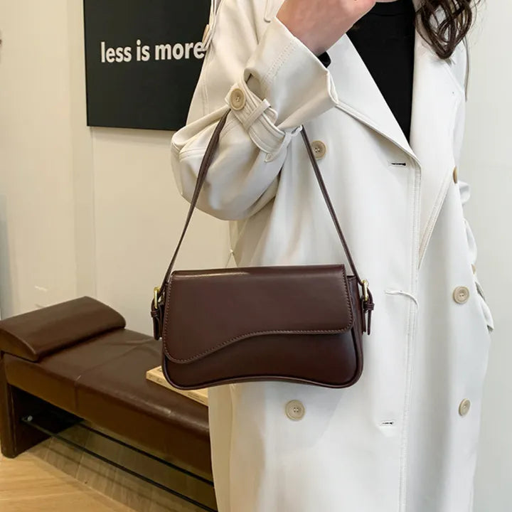 Crossbody Bag Faux Leather with Magnetic Flap and Detachable Strap