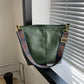 Crossbody Bag Faux Leather with Fabric Strap and Zip Pocket