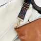 Crossbody Bag Faux Leather with Fabric Strap and Zip Pocket