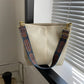 Crossbody Bag Faux Leather with Fabric Strap and Zip Pocket