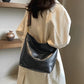 Crossbody Bag Faux Leather with Fabric Strap and Zip Pocket