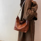 Crossbody Bag Faux Leather with Fabric Strap and Zip Pocket