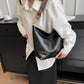 Crossbody Bag Faux Leather with Fabric Strap and Zip Pocket