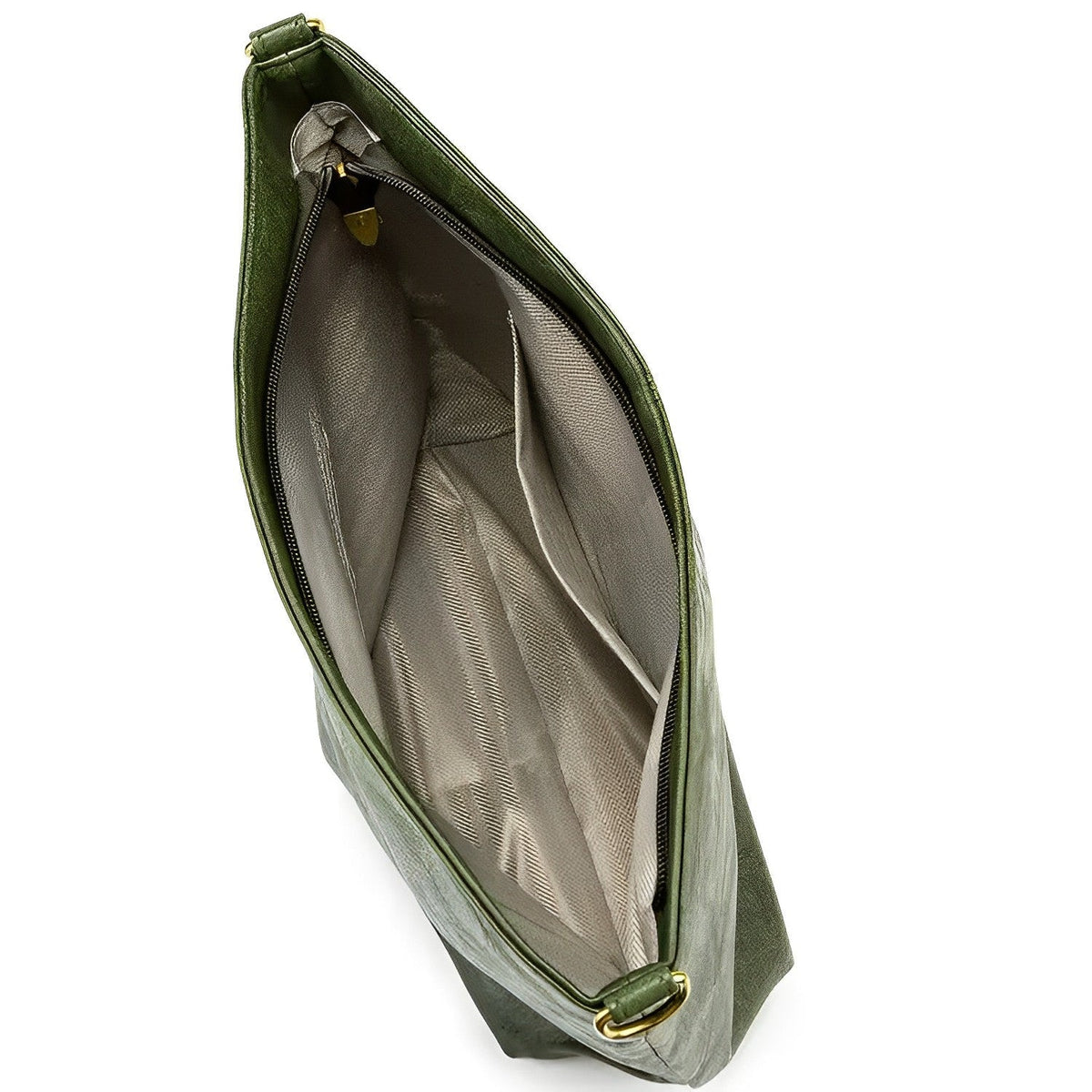 Crossbody Bag Faux Leather with Fabric Strap and Zip Pocket