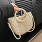 Straw Bag with Top Handles and Shoulder Strap