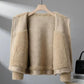 Fleece Jacket Faux Shearling with Structured Collar and Patch Pockets