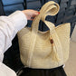 Tote Bag Straw with Zip Closure and Two Large Handles