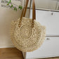 Tote Bag Straw with Faux Leather Finishes and Zip Closure