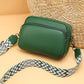 Crossbody Bag Faux Leather with Embroidered Strap and Zip Pockets