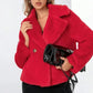 Jacket Faux Fur Double-Breasted with Sharp Lapels and Straight Hem