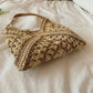 Tote Bag Straw with Faux Leather Details and Magnetic Snap