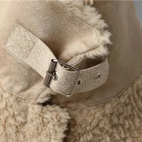 Fleece Jacket Faux Shearling with Structured Collar and Patch Pockets
