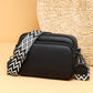 Crossbody Bag Faux Leather with Embroidered Strap and Zip Pockets