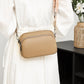 Crossbody Bag Faux Leather with Embroidered Strap and Zip Pockets