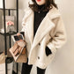 Jacket Faux Suede with Faux Shearling Lining, Minimalist Silhouette