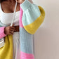 Pastel Colour Block Patchwork Cardigan