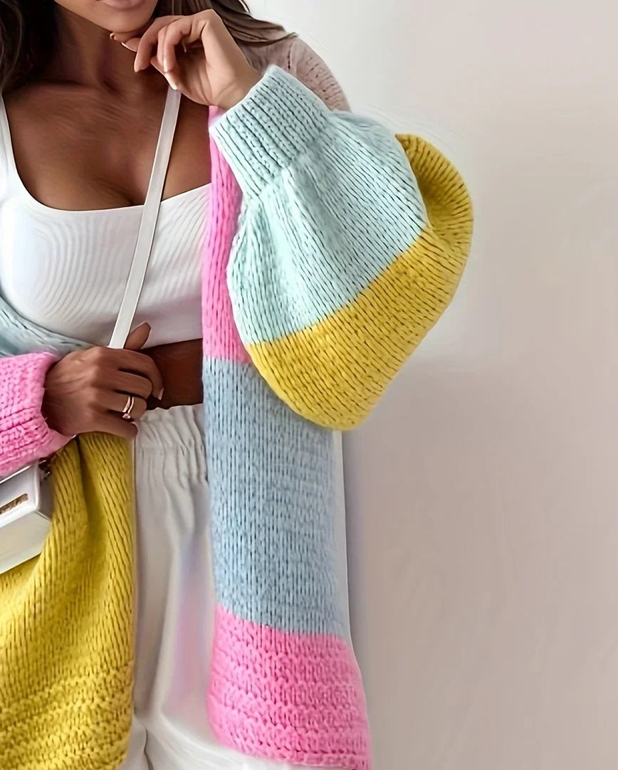 Pastel Colour Block Patchwork Cardigan