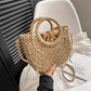 Straw Bag with Top Handles and Shoulder Strap