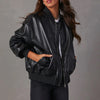 Bomber Jacket Faux Leather with Soft Lining and Zip Front