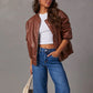 Bomber Jacket Faux Leather with Soft Lining and Zip Front