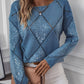 Sequin Diamond Puff Sleeve Jumper