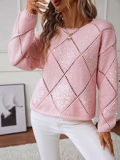 Sequin Diamond Puff Sleeve Jumper