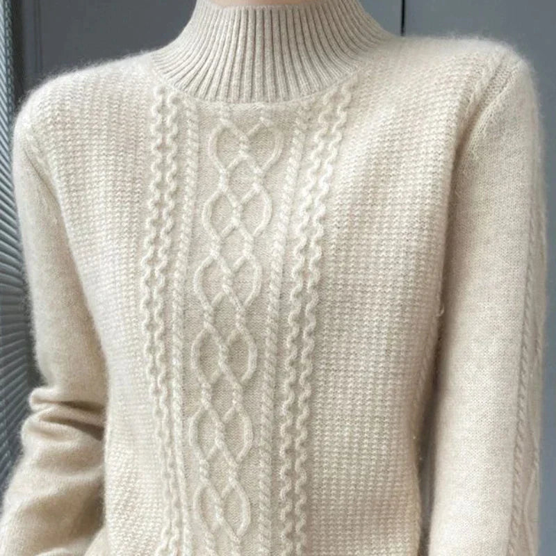 Lambswool Patterned Roll Neck Jumper