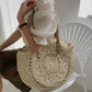 Tote Bag Straw with Faux Leather Finishes and Zip Closure